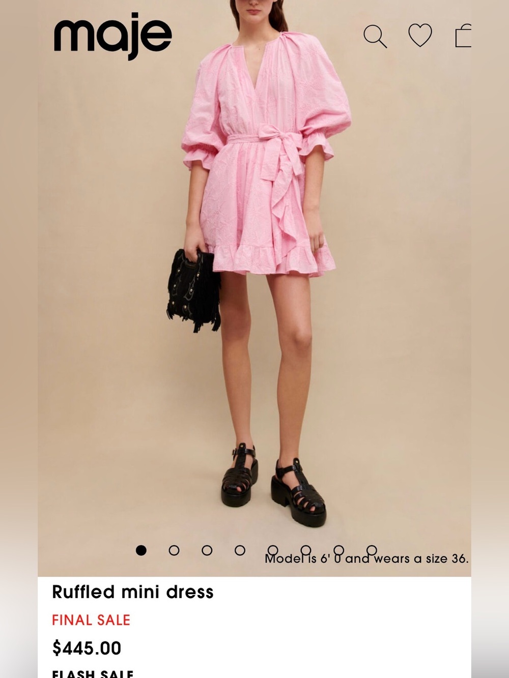 Maje Pink Ruffled Wrap Mini Dress